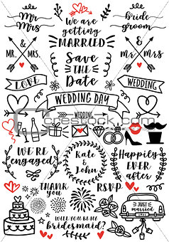 wedding overlays, vector set