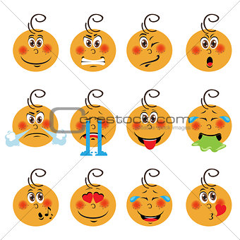 Baby boy Emojis Set of Emoticons Icons Isolated