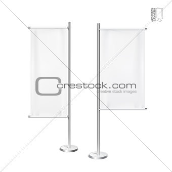 Outdoor advertising banners shield mockup