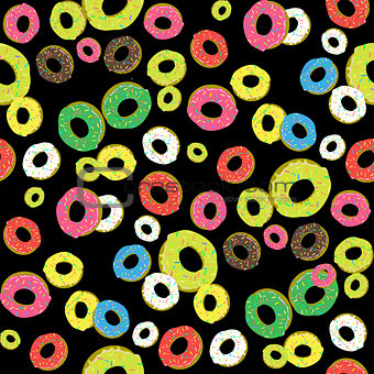 Colorful Fresh Sweet Donuts Seamless Pattern