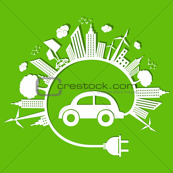 Ecology concept with eco car