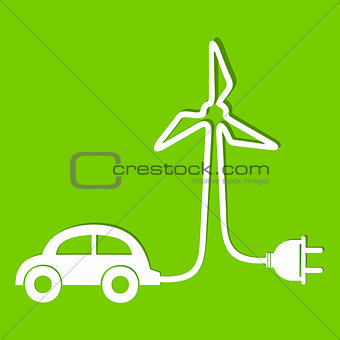 Eco car make a wind-mill icon
