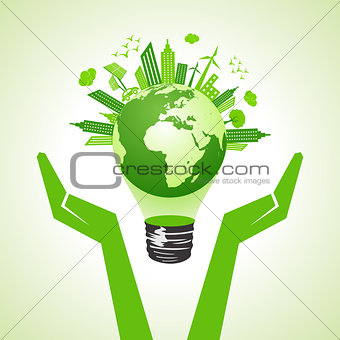 save eco earth with bulb