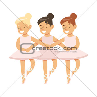 Little Girls Dancing Swans Lake Ballet In Classic Dance Class, Future Professional Ballerina Dancer