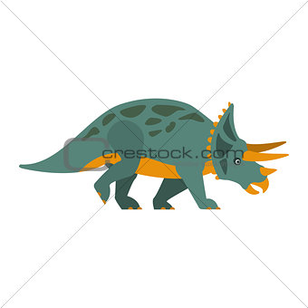 Triceratops Dinosaur Of Jurassic Period, Prehistoric Extinct Giant Reptile Cartoon Realistic Animal