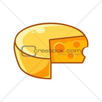 Swiss Cheeze Head With Holes, Food Item Outlined Isolated Childish Icon For Flash Game Design Or Slot Machine