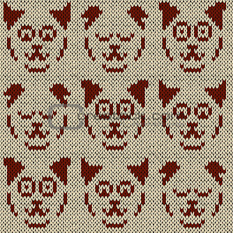 Knitting pattern with set of nine amusing cat faces
