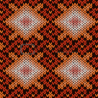 Ornate knitting seamless pattern in warm hues