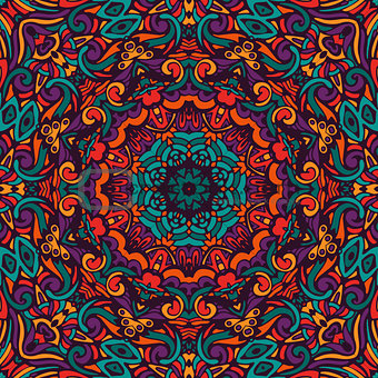 colorful floral mandala frame seamless pattern