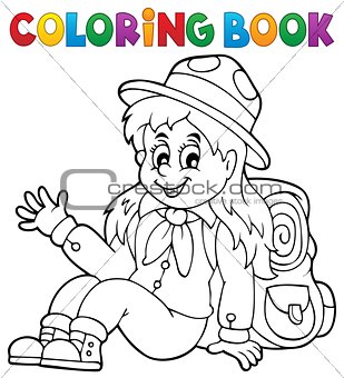 Coloring book scout girl theme 1