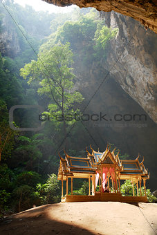 Buddhist temple in picturesque cave