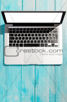 Modern laptop computer, top view
