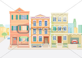 Town houses in the city