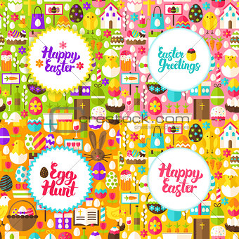 Flat Happy Easter Postcards