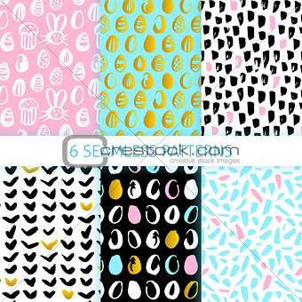 Happy Easter Funky Seamless Patterns