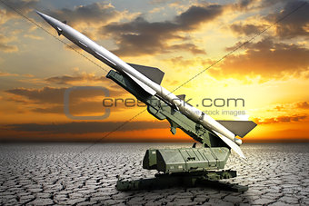 Military equipment. Launch a setup aimed at the sky