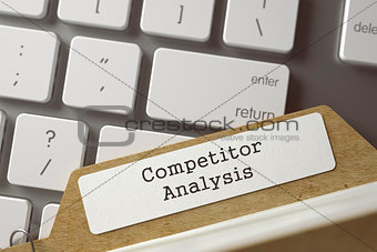 Sort Index Card with Inscription Competitor Analysis. 3D.