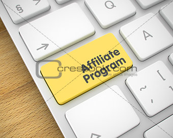 Affiliate Program - Message on Yellow Keyboard Key. 3D.