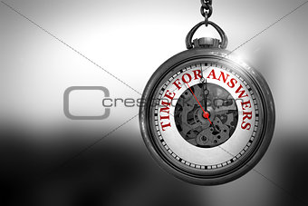 Time For Answers on Pocket Watch Face. 3D Illustration.