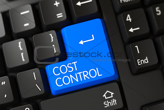 Blue Cost Control Keypad on Keyboard. 3d.