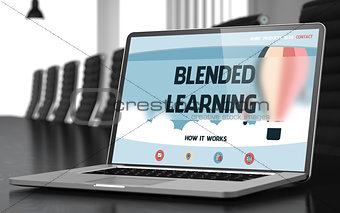 Landing Page of Laptop with Blended Learning Concept. 3d.