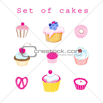 Vector set of delicious cakes