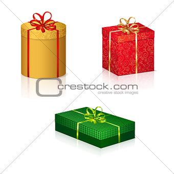 colored boxes with gifts for the holiday
