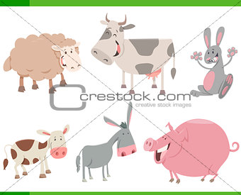 cartoon farm animal characters set