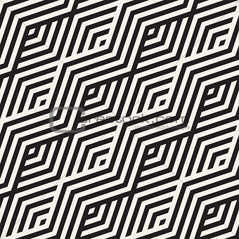 Abstract ZigZag Parallel Stripes. Vector Seamless Pattern. Repeating Monochrome Background