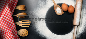 Baking Background with Flour and Copy Space