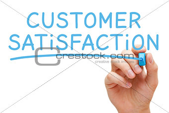 Customer Satisfaction Handwritten With Blue Marker