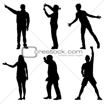 Black silhouettes of beautiful man and woman on white background. Vector illustration