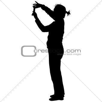 Silhouettes woman taking selfie with smartphone on white background. Vector illustration