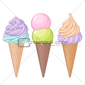 Set of colorful ice-cream vector illustration - 2