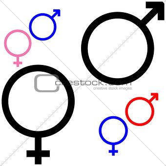 Symbol of gender, symbol Mars and Venus.
