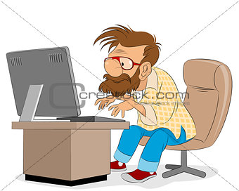 Men working on desktop