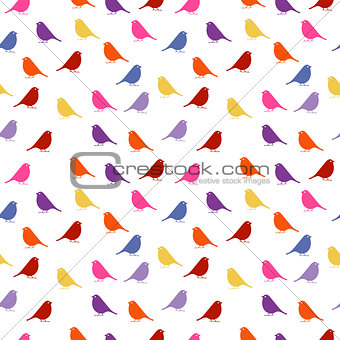 Birds. seamless baby background with colour birds.