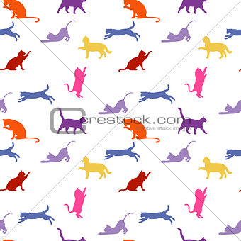Cats. seamless baby background with colour cats.