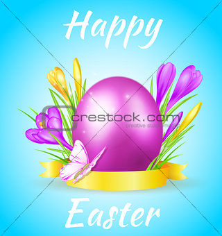 Easter card with violet egg