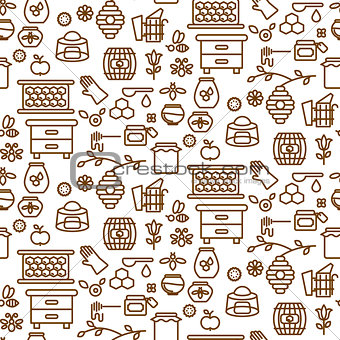 Honey outline icon seamless vector pattern.