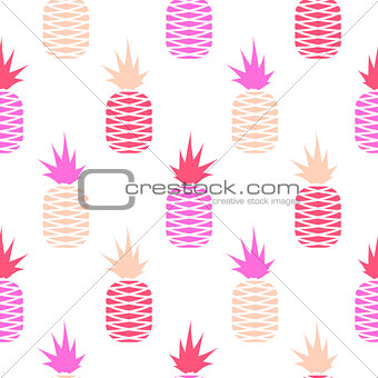 Pink pineapple seamless fruit pattern.