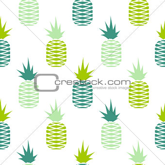 Green pineapple seamless fruit pattern.