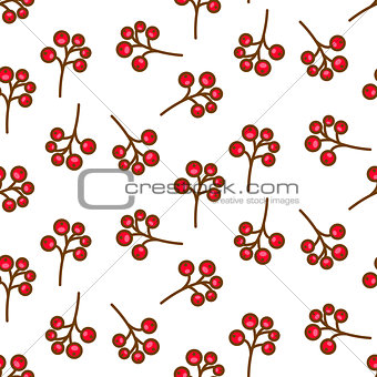 Red currant berry seamless pattern on white.
