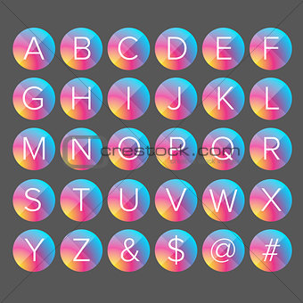 Alphabet letters colorful button