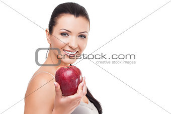 Beautiful girl with red apple