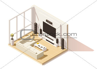 Vector isometric low poly living room icon