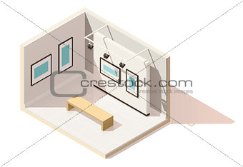 Vector isometric low poly museum interior