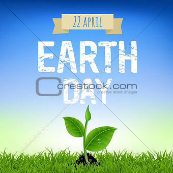 Earth Day Card With Young Plant
