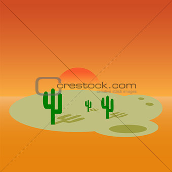 Cartoon desert landscape banner design.