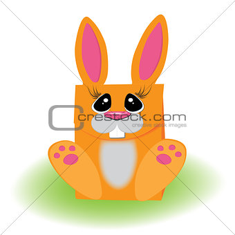 Orange bunny.Packaging gifts grass.